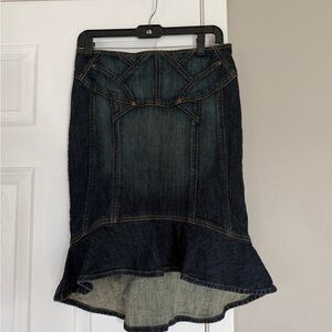 Jones Wear Jeans Vintage VTG Flare Midi Denim Skirt Y2K 97% Cotton High Low